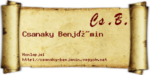 Csanaky Benjámin névjegykártya