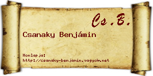 Csanaky Benjámin névjegykártya