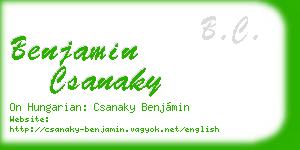benjamin csanaky business card